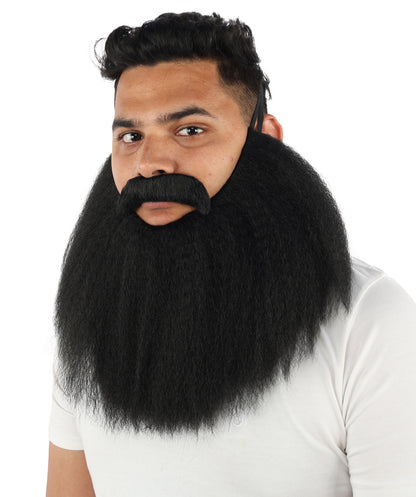 HPO Men’s Viking Beard & Mustache Set – Warrior Facial Hair Accessory | Multicolor Options | Ideal for Sea Giant Look, Mythical Barbarian Roleplay, Halloween & Cosplay