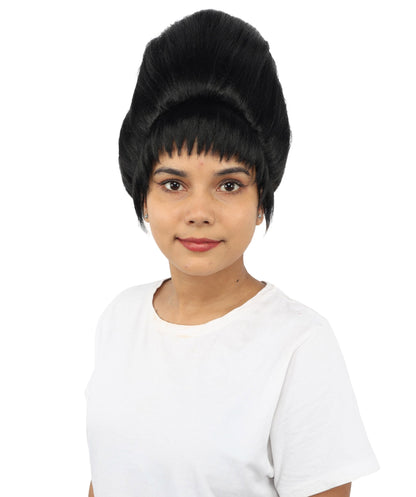 HPO Adult Women's Avant-Garde Bouffant Wig | Multiple Color Options | Create of synthetic fiber, massive smooth updo with micro bangs, breathable base | Party, Halloween, theater, drag, performance, costume events