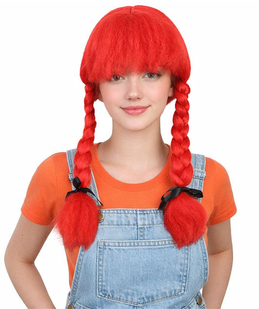 HPO Womens Farm Girl Wig | Medium Red Wig | Premium Breathable Capless Cap