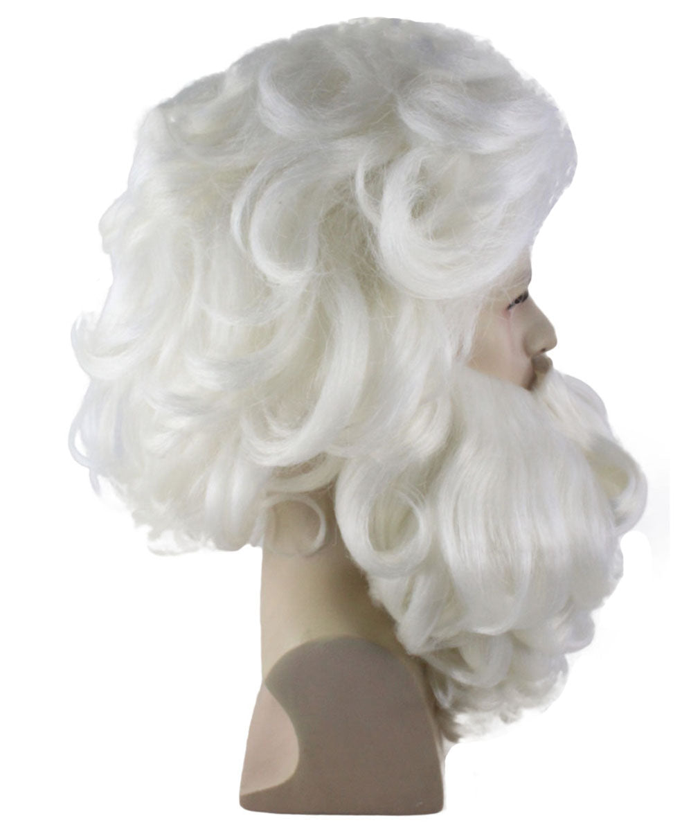 Professional Men's Santa Wig And Full Beard Set |  Multiple Color Merry Christmas Wigs | Premium Breathable Capless Cap