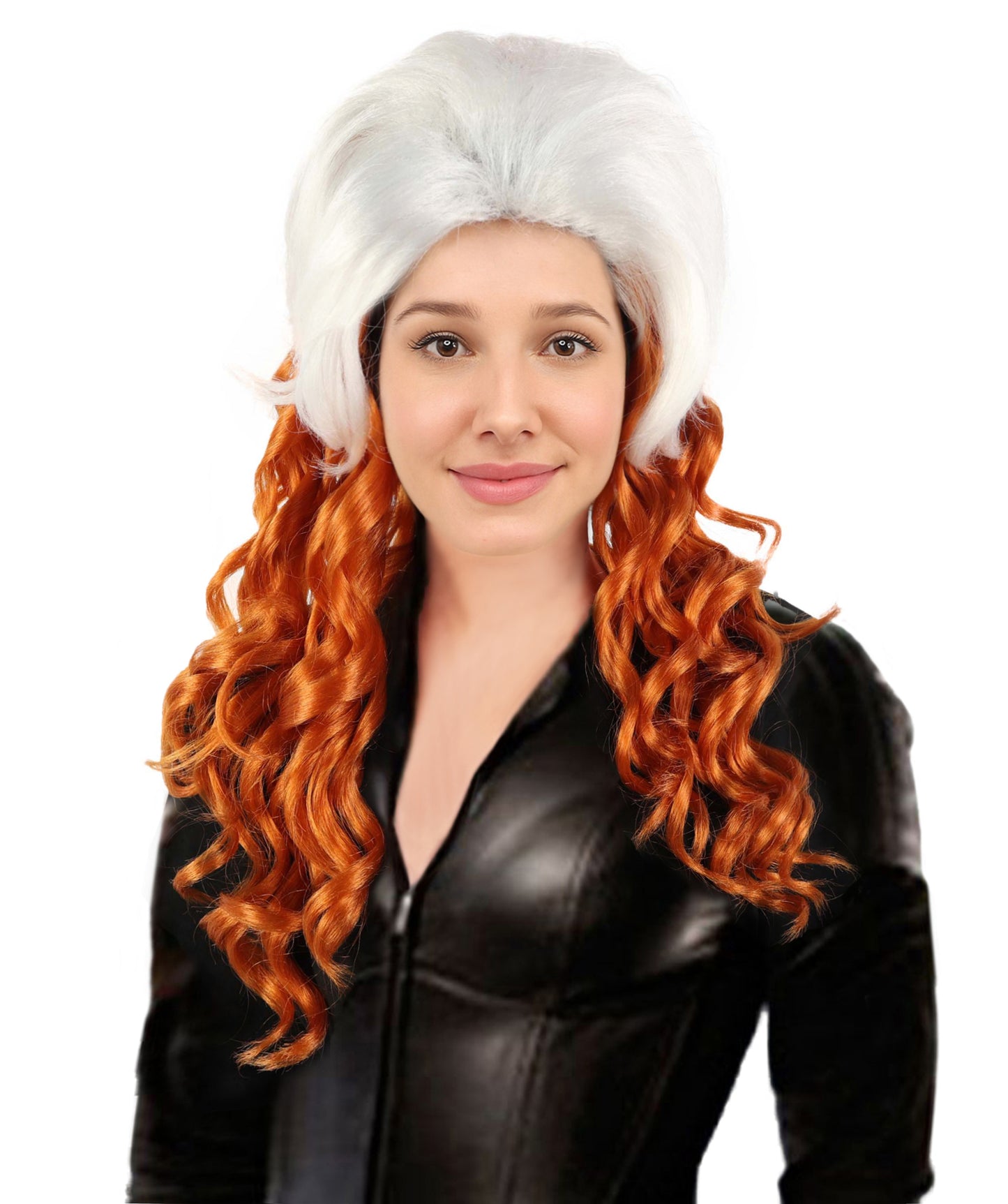 HPO Adult Women's White & Auburn Wavy Wig | Long Cosplay Wig with Layered | Synthetic Wig for Halloween, Party, Cosplay, Themed Events