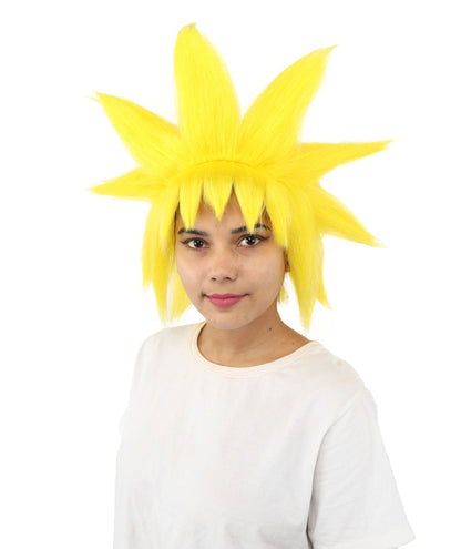 Adult Women’s Fantasy Short Yellow Spiky Wig | Anime-Inspired Hairpiece with Volume and Pointed Spike Style | Ideal for Halloween, Cosplay & Theme Events