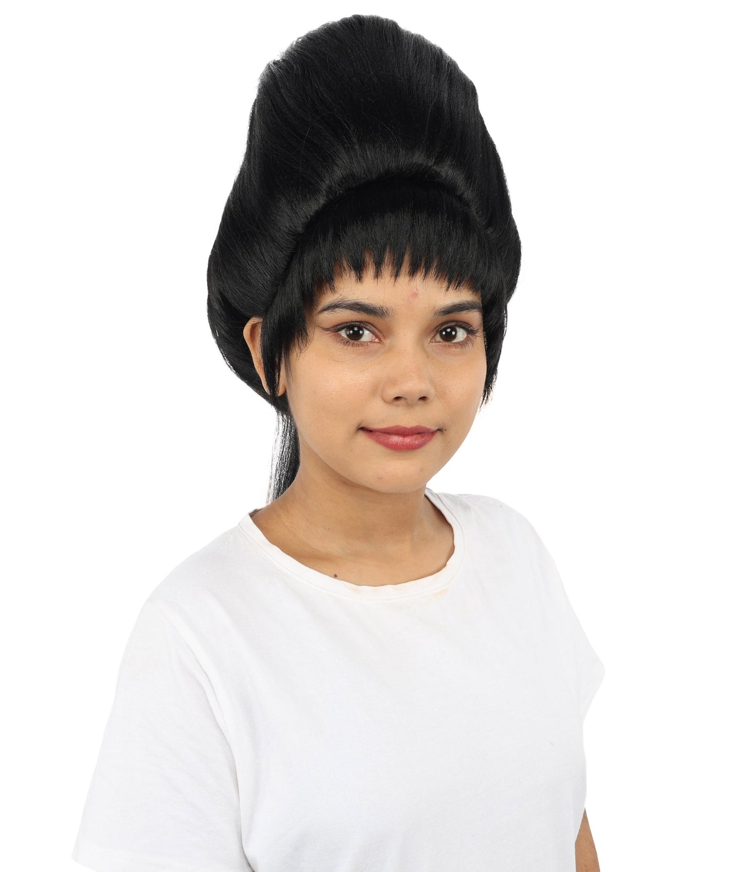 HPO Adult Women's Avant-Garde Bouffant Wig | Multiple Color Options | Create of synthetic fiber, massive smooth updo with micro bangs, breathable base | Party, Halloween, theater, drag, performance, costume events
