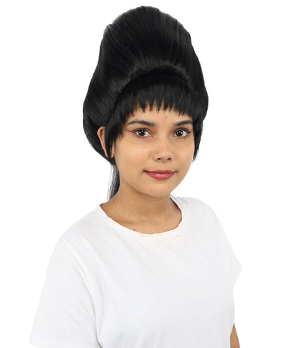 HPO Adult Women's Avant-Garde Bouffant Wig | Multiple Color Options | Create of synthetic fiber, massive smooth updo with micro bangs, breathable base | Party, Halloween, theater, drag, performance, costume events