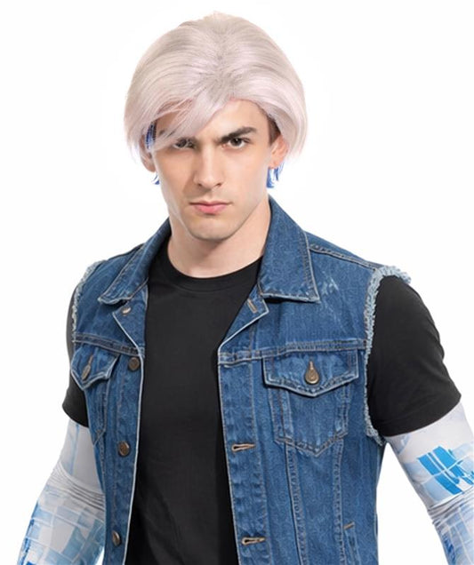 Movie Hero Wig | Silver Blue Halloween Wig | Premium Breathable Capless Cap