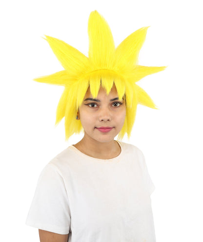 Adult Women’s Fantasy Short Yellow Spiky Wig | Anime-Inspired Hairpiece with Volume and Pointed Spike Style | Ideal for Halloween, Cosplay & Theme Events