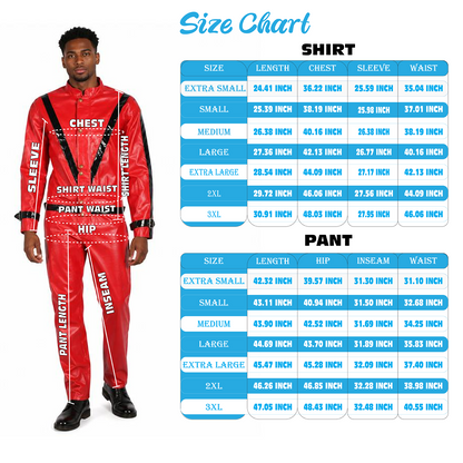 HPO Men's American Singer Thriller Red Costume Jacket | Perfect for Halloween | Flame-retardant Synthetic Fabric