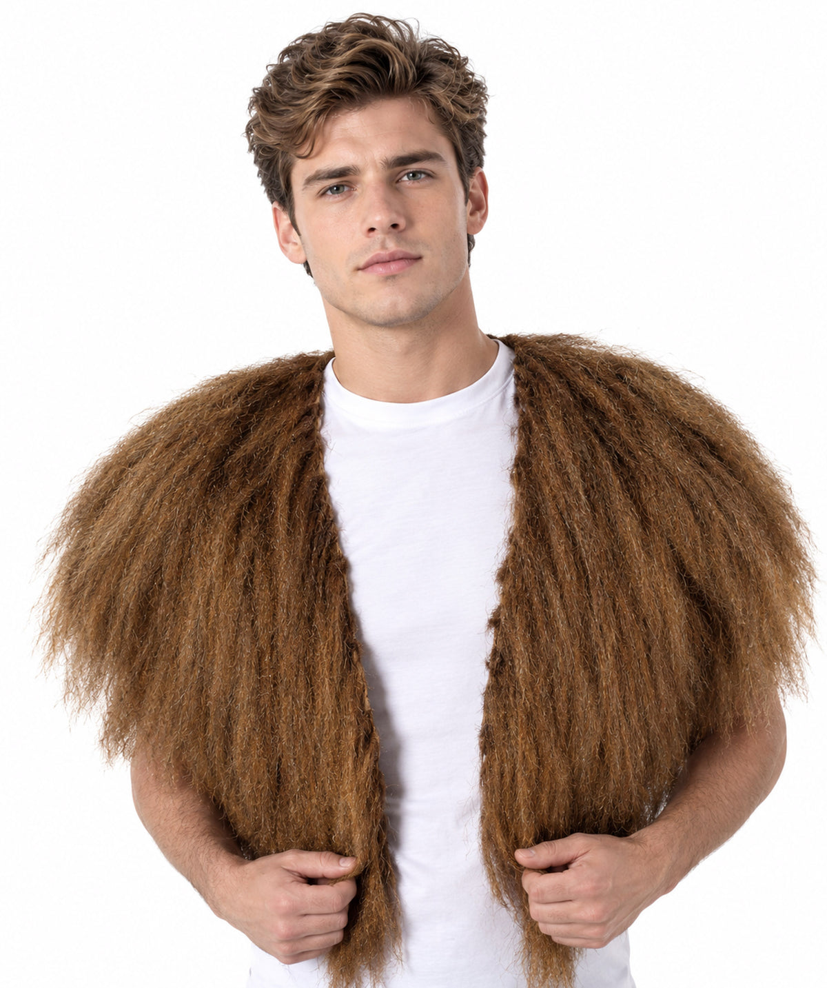 HPO Unisex Vikings Norsemen Dark Brown Fur Faux Mantle | Flame-retardant Synthetic Fiber, Fancy Accessory