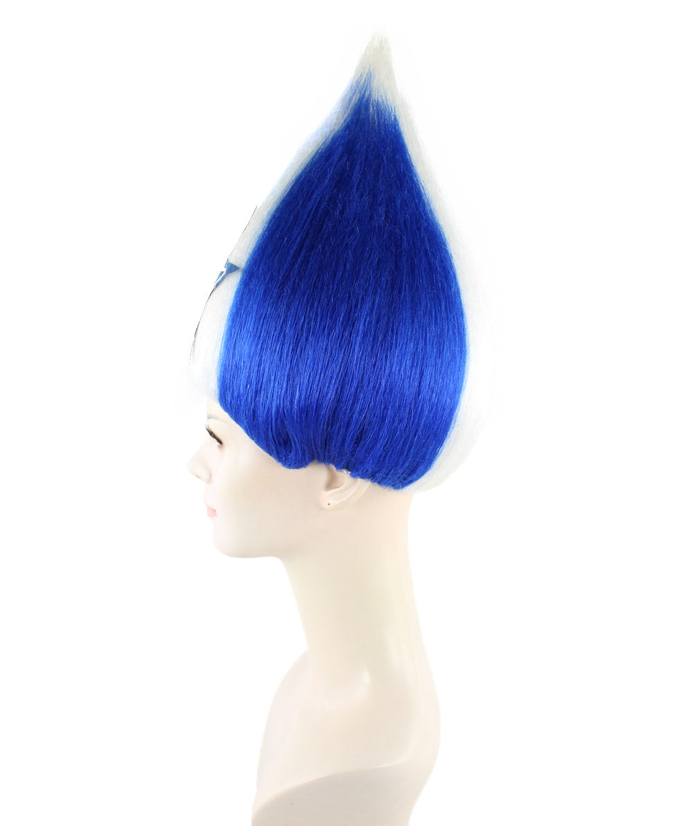 Unisex Pointy Star Blue and White Troll Wig | Perfect for Halloween | Flame-retardant Synthetic Fiber