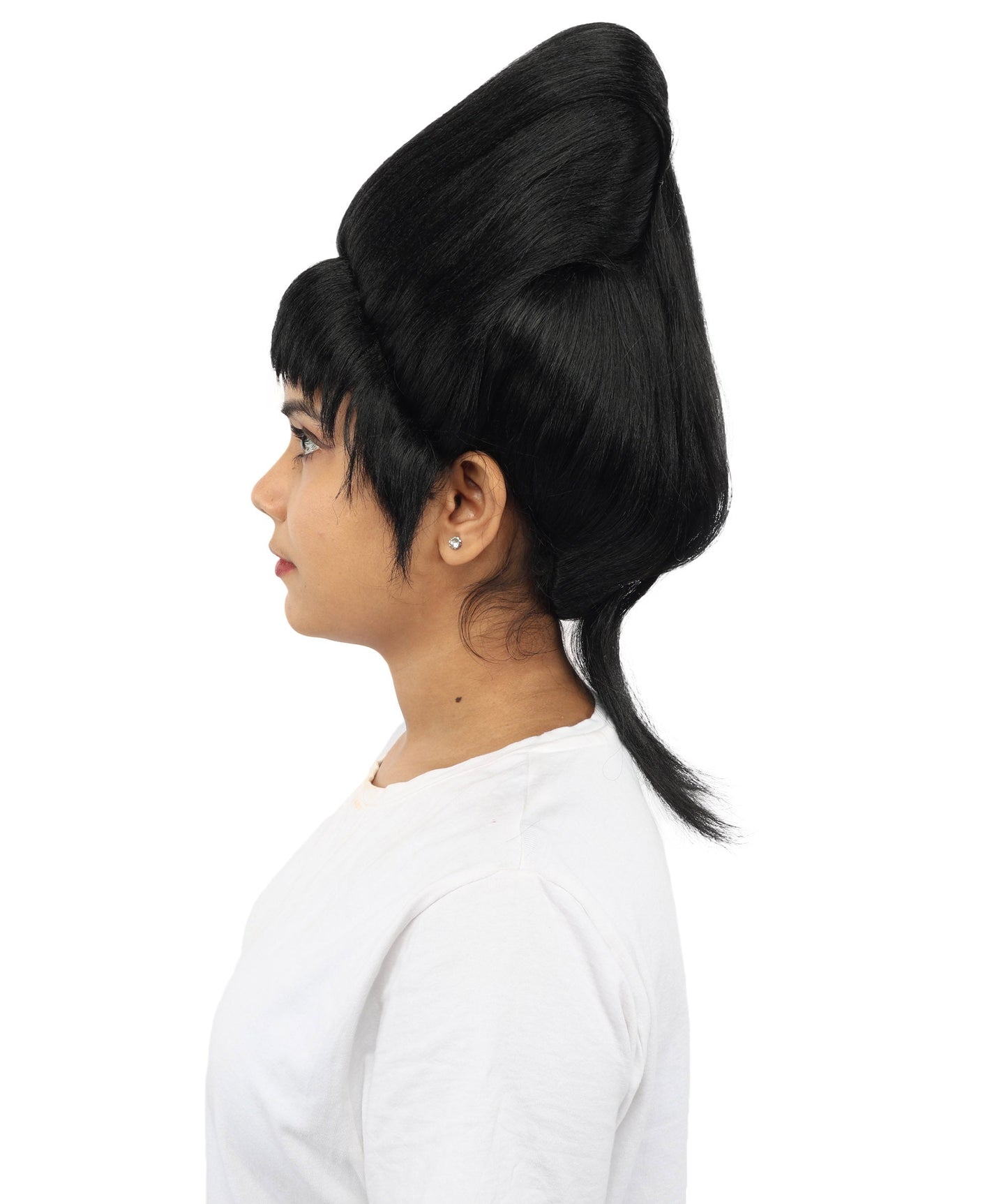 HPO Adult Women's Avant-Garde Bouffant Wig | Multiple Color Options | Create of synthetic fiber, massive smooth updo with micro bangs, breathable base | Party, Halloween, theater, drag, performance, costume events