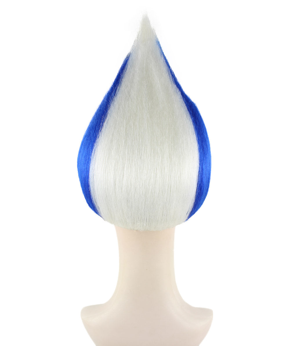 Unisex Pointy Star Blue and White Troll Wig | Perfect for Halloween | Flame-retardant Synthetic Fiber