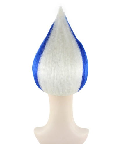 Unisex Pointy Star Blue and White Troll Wig | Perfect for Halloween | Flame-retardant Synthetic Fiber