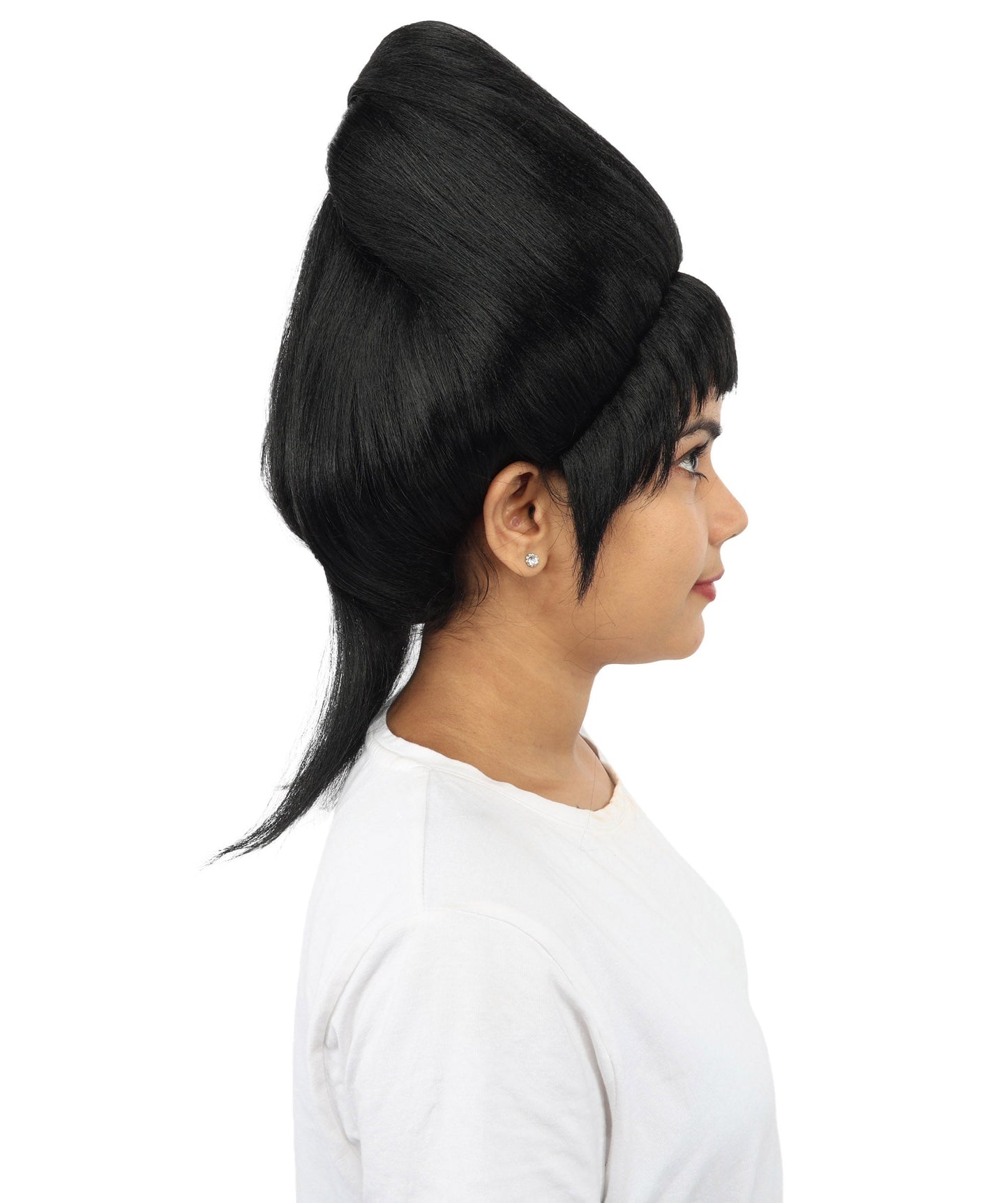 HPO Adult Women's Avant-Garde Bouffant Wig | Multiple Color Options | Create of synthetic fiber, massive smooth updo with micro bangs, breathable base | Party, Halloween, theater, drag, performance, costume events