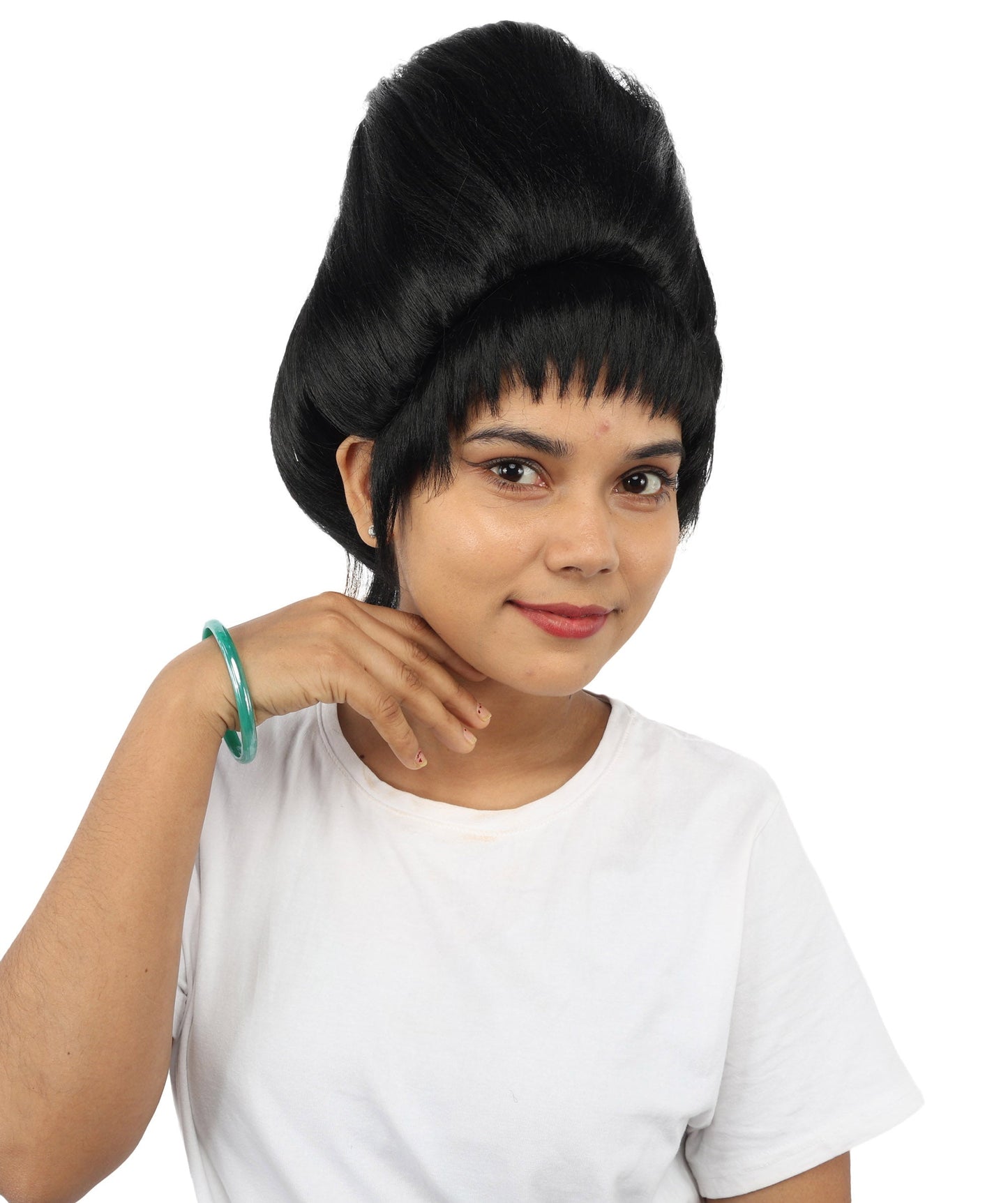 HPO Adult Women's Avant-Garde Bouffant Wig | Multiple Color Options | Create of synthetic fiber, massive smooth updo with micro bangs, breathable base | Party, Halloween, theater, drag, performance, costume events