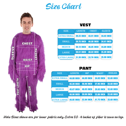 HPO Unisex Purple Monster Costume, Perfect for Halloween,Flame-retardant Synthetic Fabric