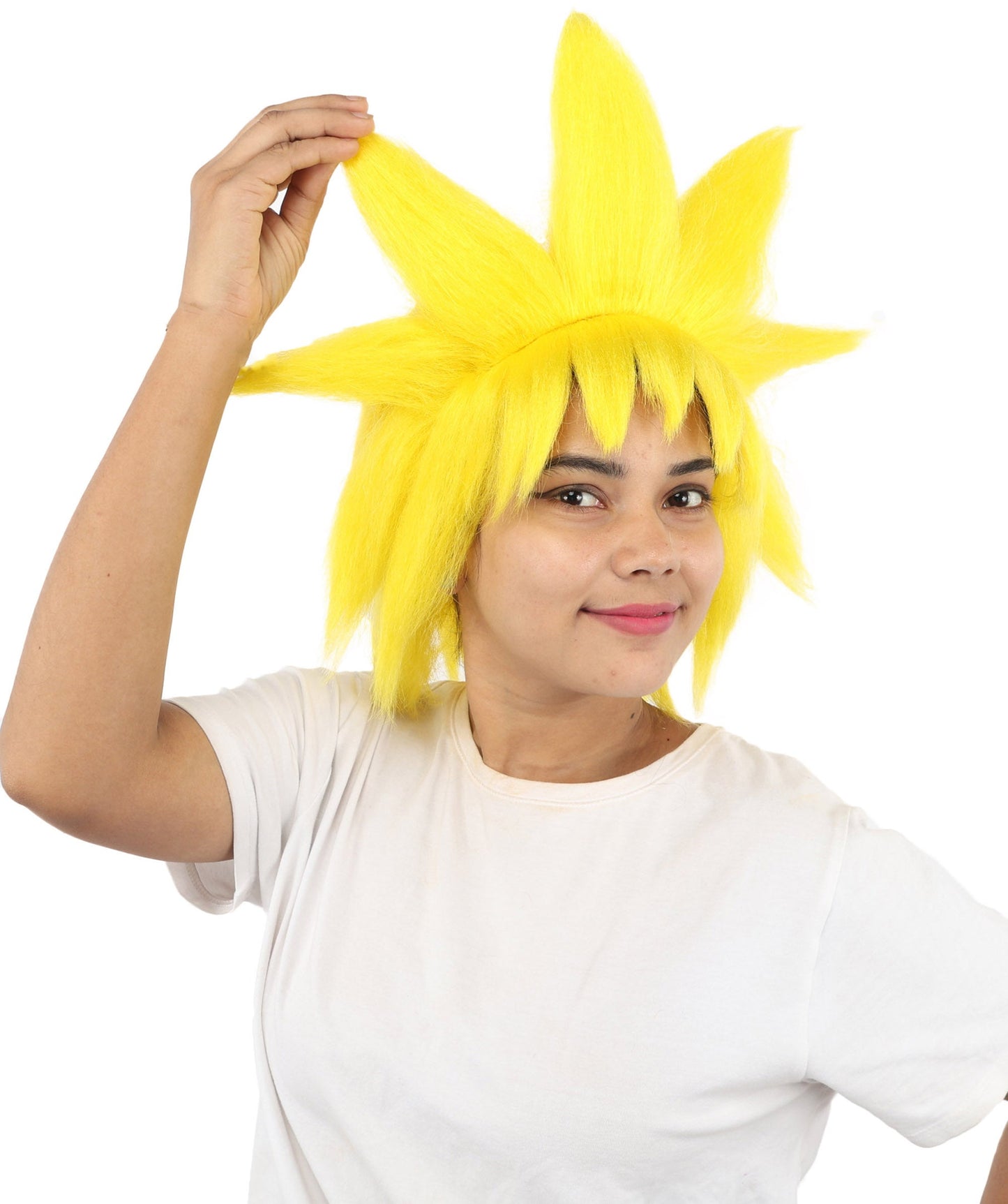 Adult Women’s Fantasy Short Yellow Spiky Wig | Anime-Inspired Hairpiece with Volume and Pointed Spike Style | Ideal for Halloween, Cosplay & Theme Events