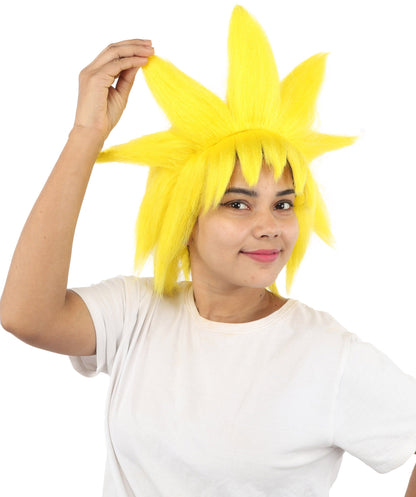 Adult Women’s Fantasy Short Yellow Spiky Wig | Anime-Inspired Hairpiece with Volume and Pointed Spike Style | Ideal for Halloween, Cosplay & Theme Events