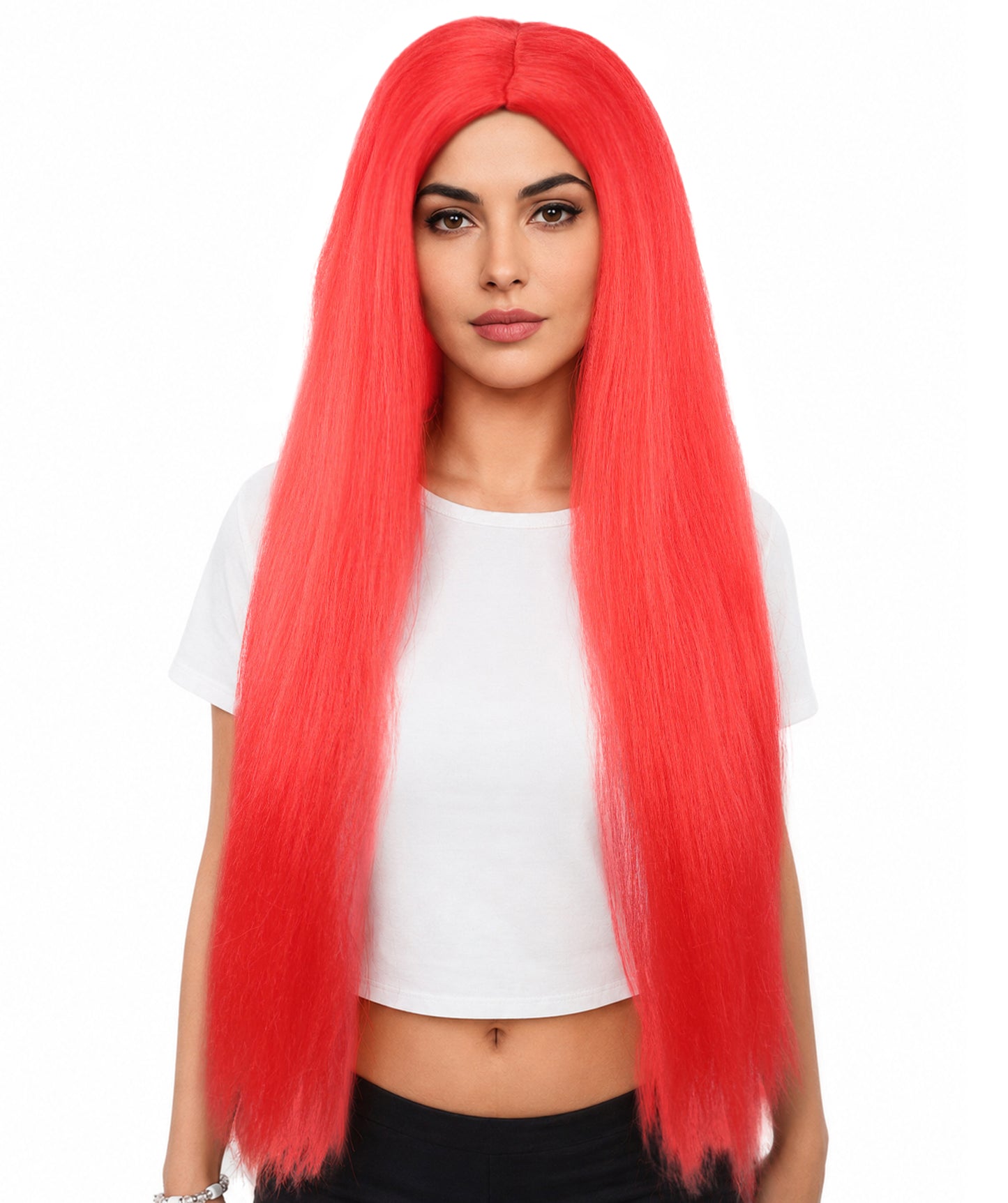 HPO Women’s Gothic Straight Long Red Wig – Stitched Fantasy Doll Cosplay Hair | Ideal for Halloween and Costume Parties