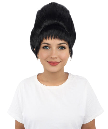 HPO Adult Women's Avant-Garde Bouffant Wig | Multiple Color Options | Create of synthetic fiber, massive smooth updo with micro bangs, breathable base | Party, Halloween, theater, drag, performance, costume events