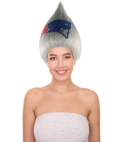 Unisex Pointy Troll Grey One Size Wig | Perfect for Halloween | Flame-retardant Synthetic Fiber