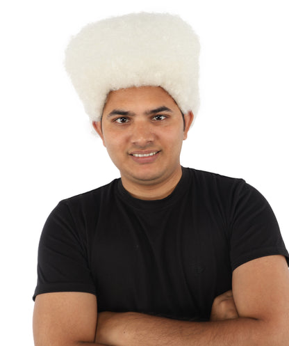 HPO Men’s Movie Character High Top Flat Brown Wig – Flame-retardant Synthetic Fiber | Retro Cosplay Hair for Halloween Party & Cosplay