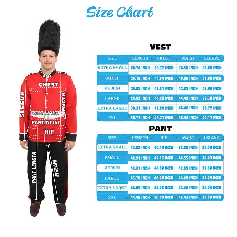 HPO Men’s Red Royal Guard Style Costume White Belt Black Pant & Cap– Palace Uniform Outfit with Gold Trim | Fancy Dress, Halloween Party & Cosplay Wear