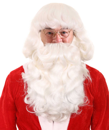 Men's Santa Wig & Beard | Christmas Wigs | Premium Breathable Capless Cap