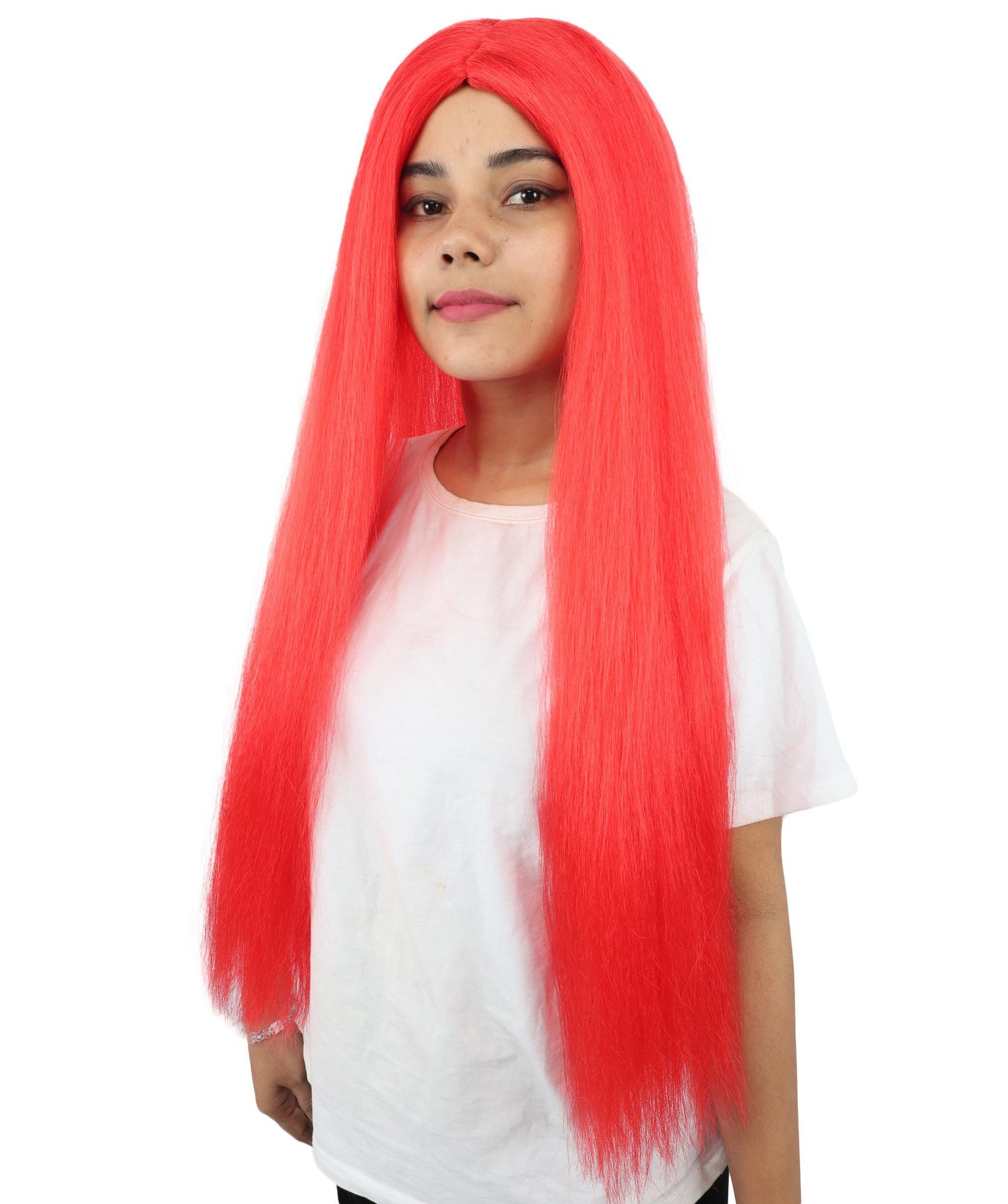HPO Women’s Gothic Straight Long Red Wig – Stitched Fantasy Doll Cosplay Hair | Ideal for Halloween and Costume Parties
