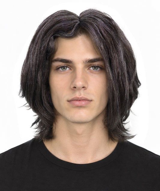 HPO Haunted Dark Grey Curly Ghost Wig | Scary Cosplay & Halloween | Messy Shoulder-Length Wig with Pale Skin Look