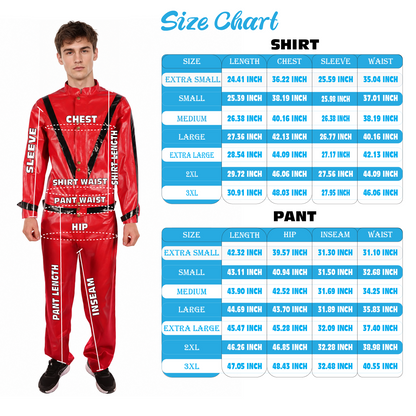 HPO Men's American Singer Thriller Red Costume Jacket | Perfect for Halloween | Flame-retardant Synthetic Fabric