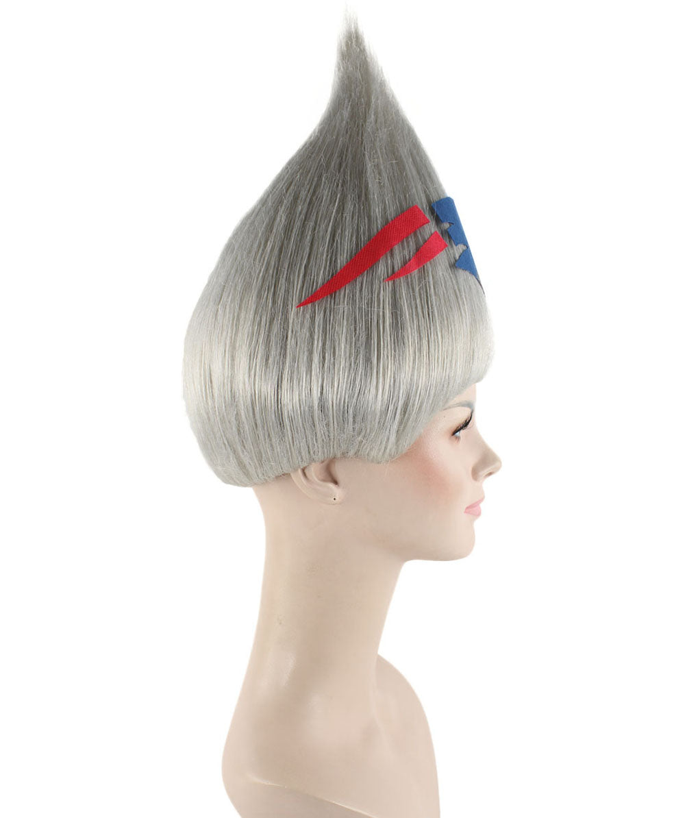 Unisex Pointy Troll Grey One Size Wig | Perfect for Halloween | Flame-retardant Synthetic Fiber