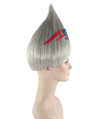 Unisex Pointy Troll Grey One Size Wig | Perfect for Halloween | Flame-retardant Synthetic Fiber