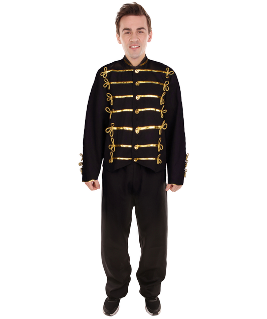 Men's Military Jacket Celebrity Costume | Black Fancy Costume