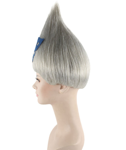 Unisex Pointy Troll Grey One Size Wig | Perfect for Halloween | Flame-retardant Synthetic Fiber