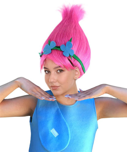 HPO Pointed Princess Troll Pointy Wig Floral Crown Bundle Adult & Teen Hairpiece