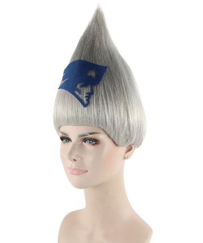 Unisex Pointy Troll Grey One Size Wig | Perfect for Halloween | Flame-retardant Synthetic Fiber