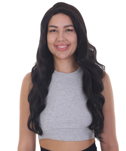 Women's 27" Inch Extra Long Length Wavy C-Part Lace Natural Black 40's Icon Beauty Wig, 100% Heat Resistant Fibers, Perfect for your Everyday Wear and Styling to your Expectations! | Nunique
