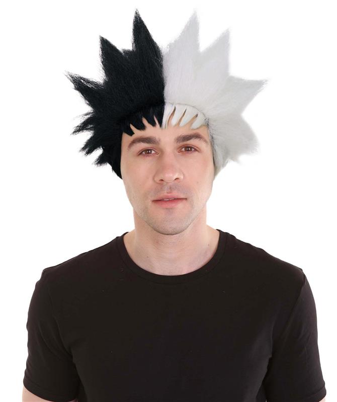 HPO  Men's Anime Spiky Black Wig |  Best for Halloween | Flame-retardant Synthetic Fiber