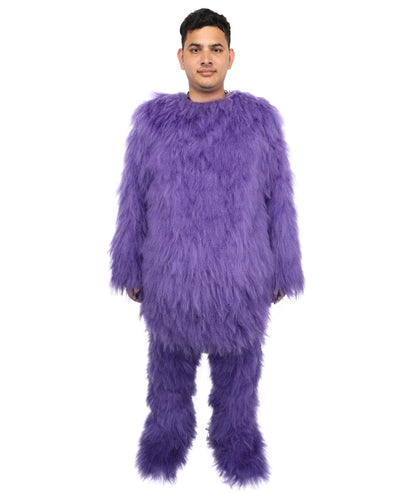 Adult Full Purple Monster Fur Bundle Costume & Mask Set | Body Suit with Head Mask | Ideal for Halloween, Cosplay and Parties