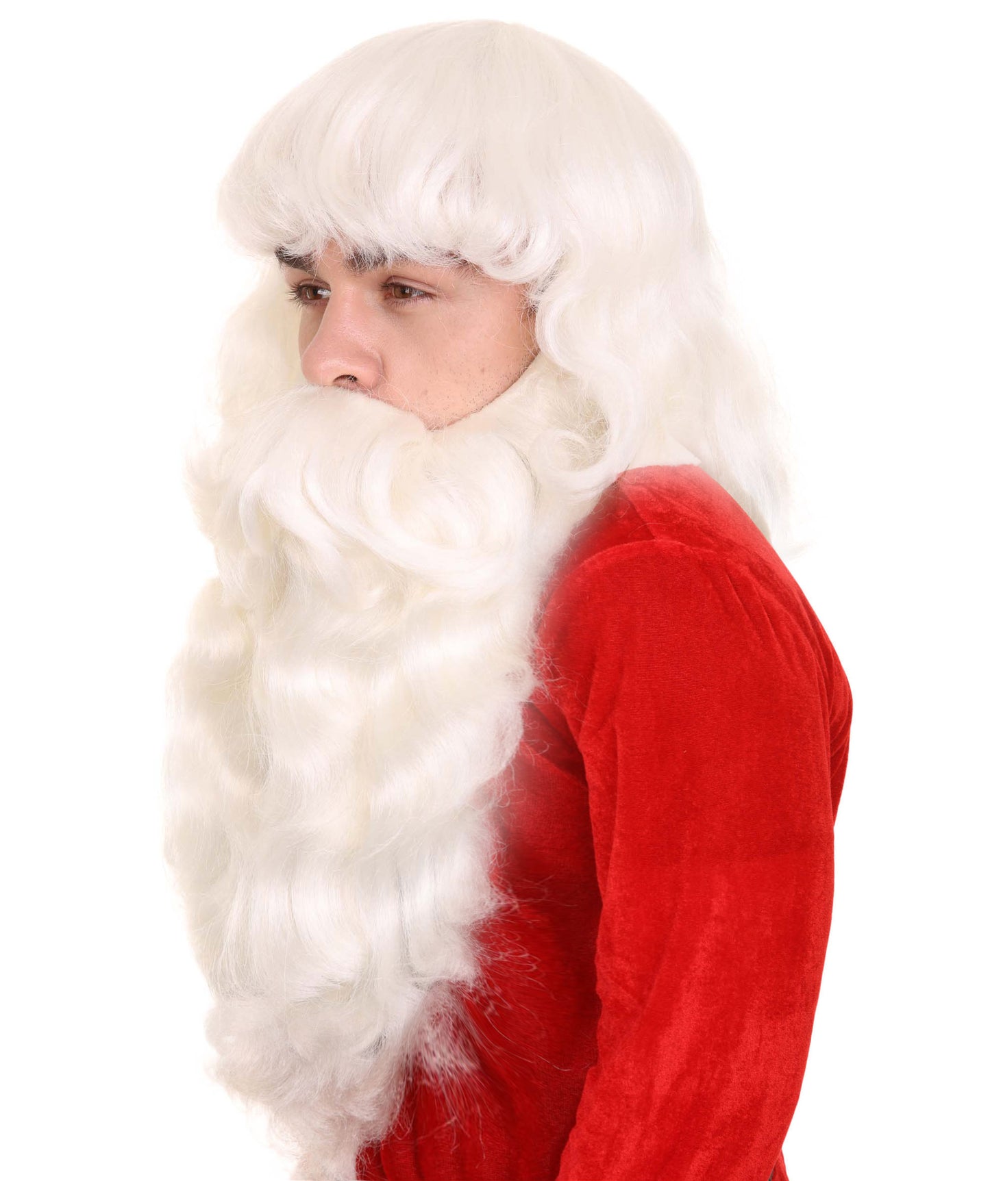 Men's Santa Wig & Beard | Christmas Wigs | Premium Breathable Capless Cap
