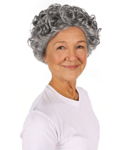 HPO Women's Short Grey Curly Wig | Flame-retardant Synthetic Fiber | Standard  Wig Cap