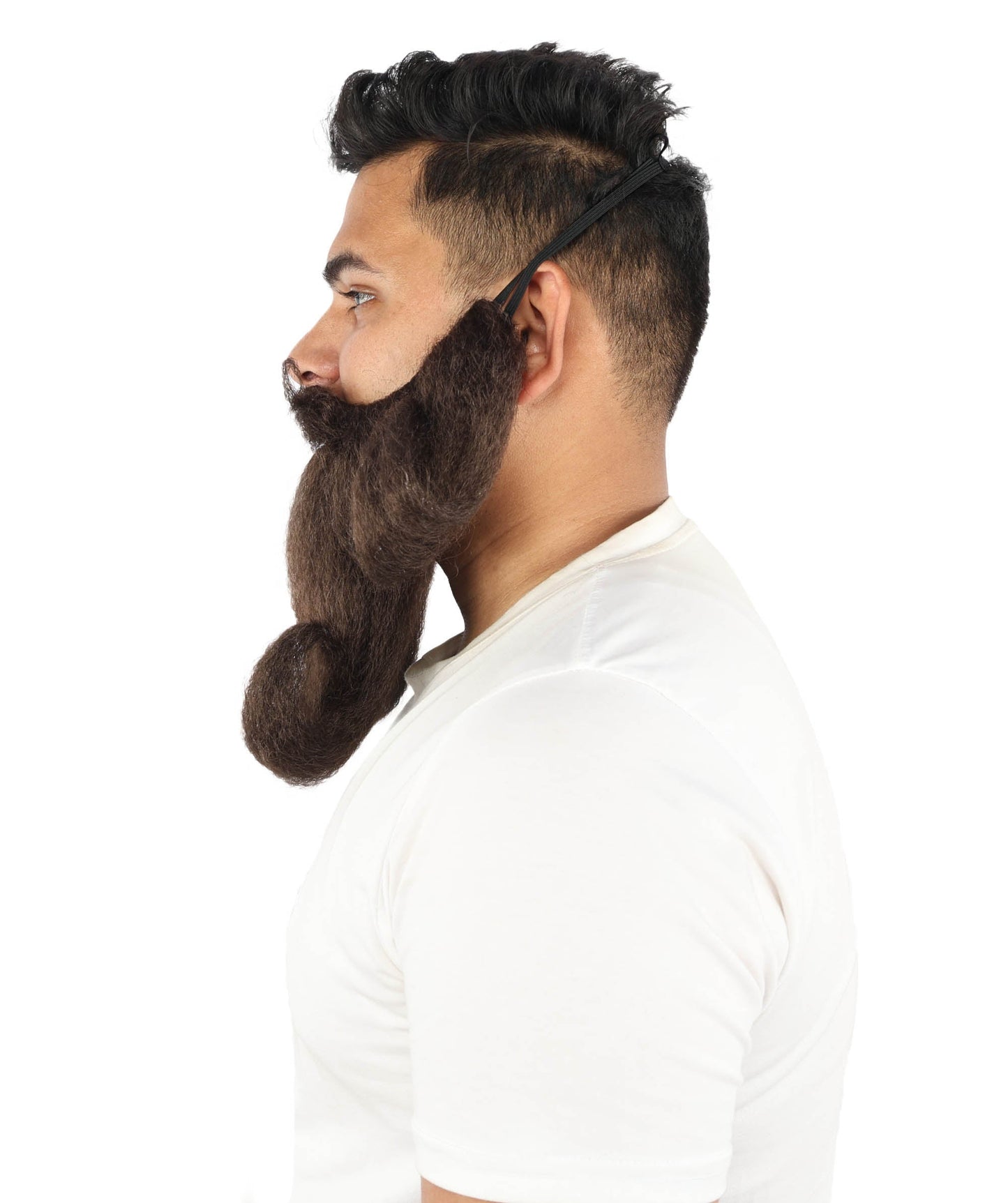 Adult Men's Curled Handlebar Mustache & Beard | Dark Mustache & Beard| Ideal for Halloween, Cosplay, Theater, Drag And Themed Parties