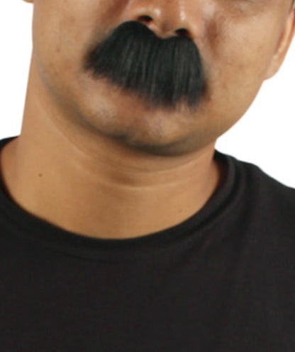 Mens Short Fluffy Black Bros Mustache - Stage ready mustache perfect for Fancy, drag, and performance