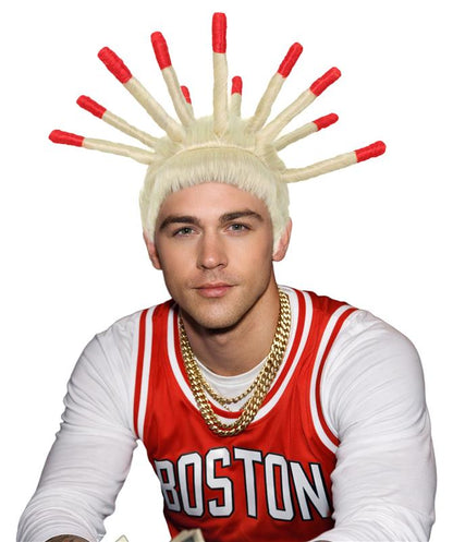 HPO  Men’s Island Boys Viral Twin Brothers Spiky Dreadlocks & Red Tips Wig