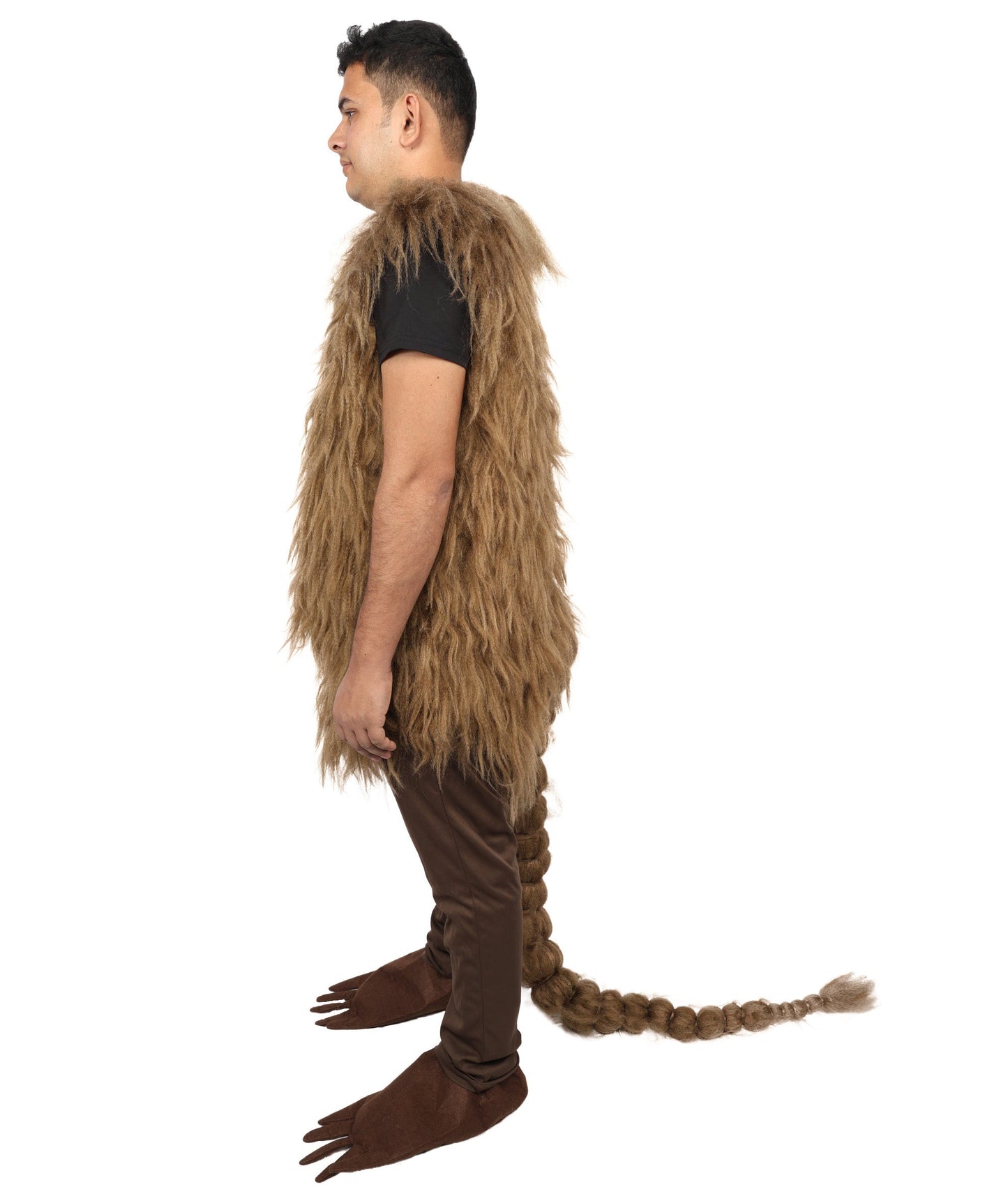 Adult Brown Furry Monster Costume Bundle & Mask Set with Tail | Bodysuit with Head Mask for Men | for Halloween, Cosplay & Themed Parties