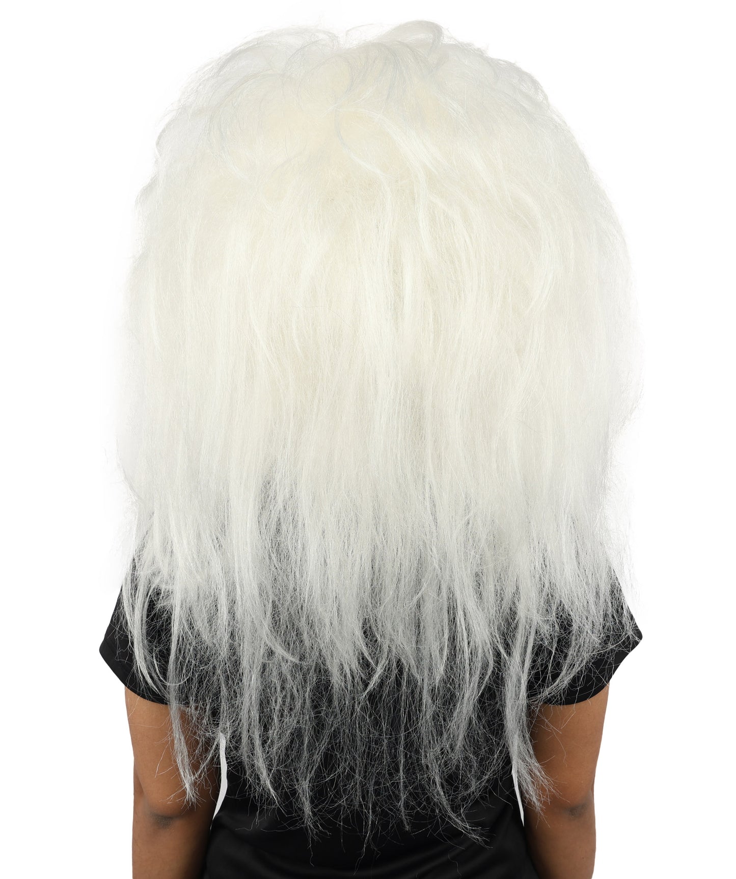 HPO Women's Wild Frizzy Wig | Pure white, created of flame-retardant synthetic fiber, massive teased volume, capless base | Drag, Halloween, theatrical performance, costume events