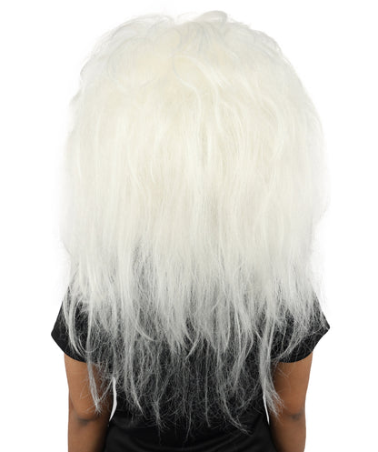 HPO Women's Wild Frizzy Wig | Pure white, created of flame-retardant synthetic fiber, massive teased volume, capless base | Drag, Halloween, theatrical performance, costume events