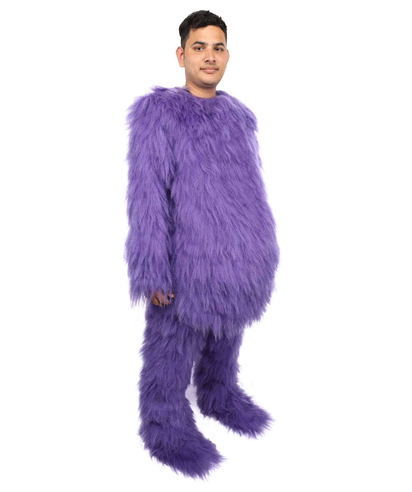 Adult Full Purple Monster Fur Bundle Costume & Mask Set | Body Suit with Head Mask | Ideal for Halloween, Cosplay and Parties