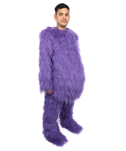 Adult Full Purple Monster Fur Bundle Costume & Mask Set | Body Suit with Head Mask | Ideal for Halloween, Cosplay and Parties