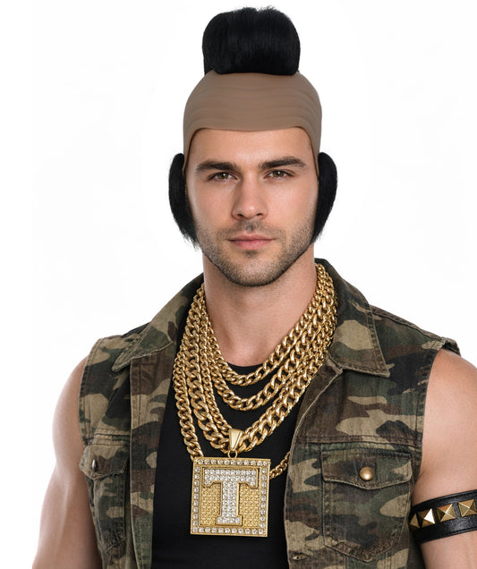 HPO Men’s Tough Black Guy T Mohawk Wig| Perfect for Halloween| Flame-retardant Synthetic Fiber